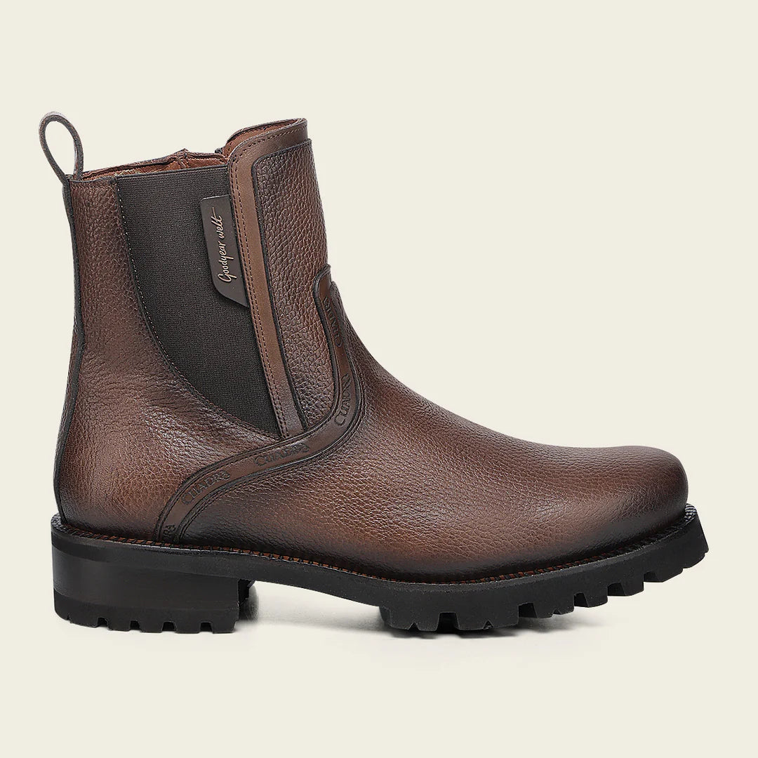 4D30RS - Cuadra honey dress casual deer leather zip ankle boots for men