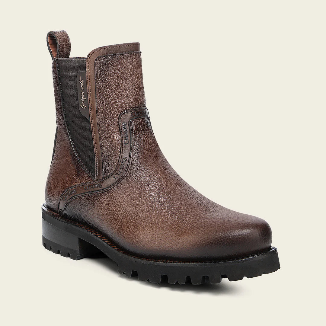 4D30RS - Cuadra honey dress casual deer leather zip ankle boots for men