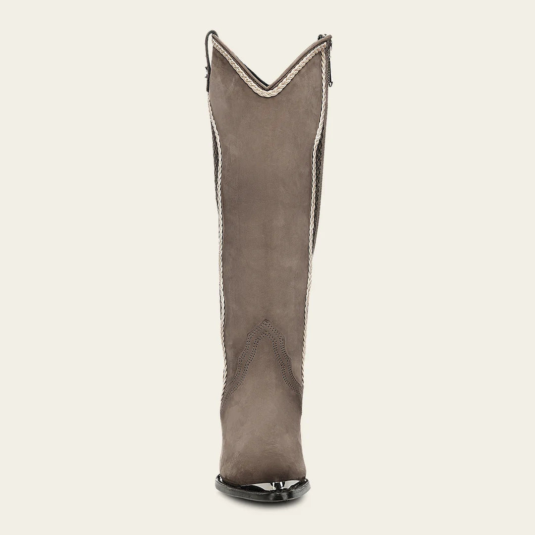 4I29BE - Cuadra gray western cut-out knee-high boots for women