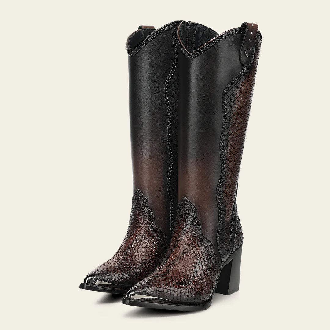 4I29PM - Cuadra Chocolate Python Boots for Women