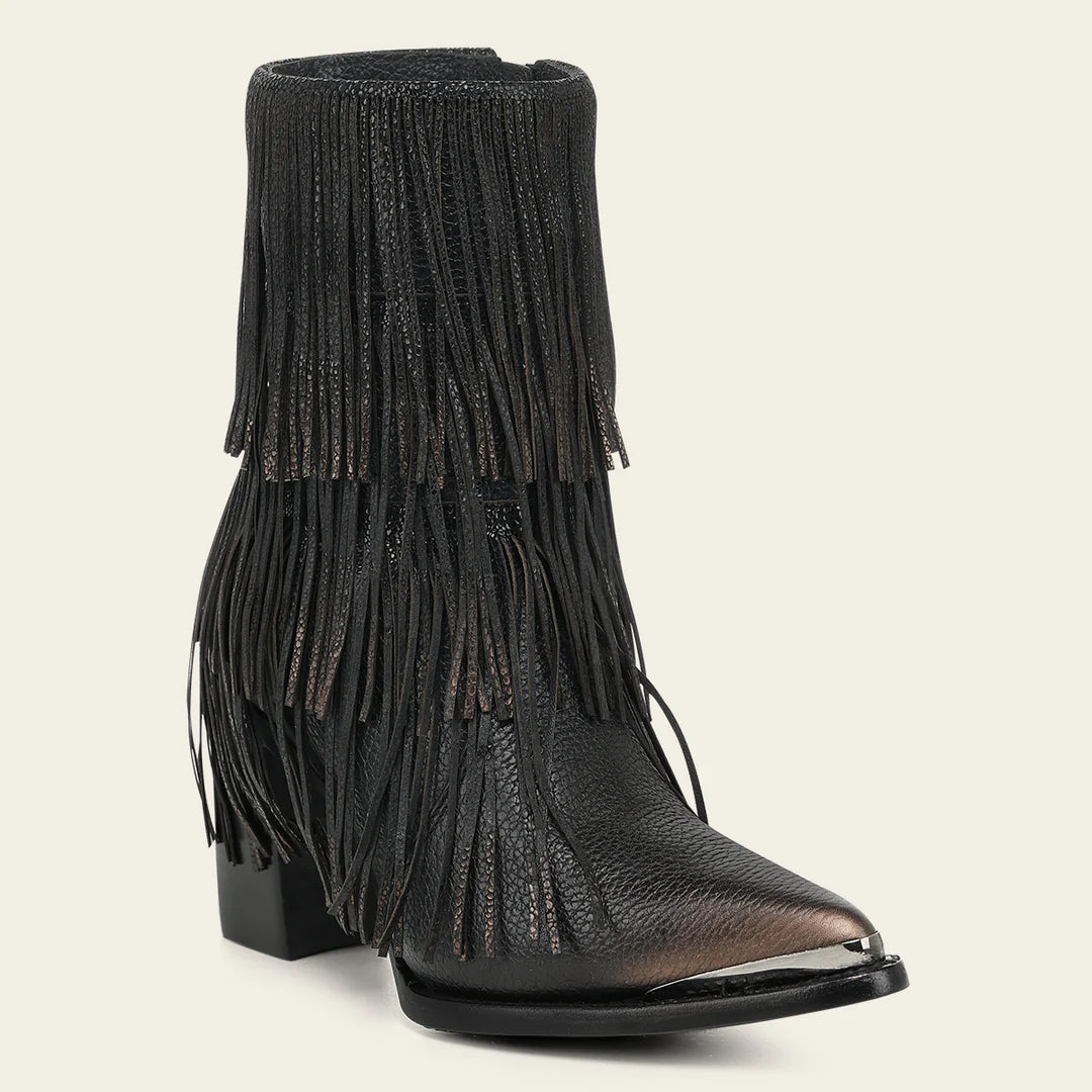 4I31RS - Cuadra black western cowhide leather ankle boots for women