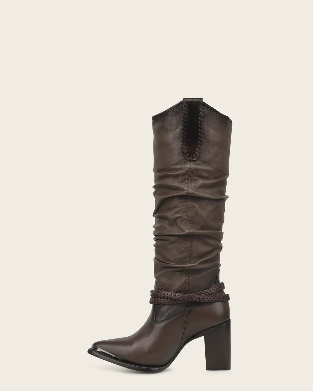 4I33RS - Cuadra brown slouch western knee-high cowhide leather boots for women
