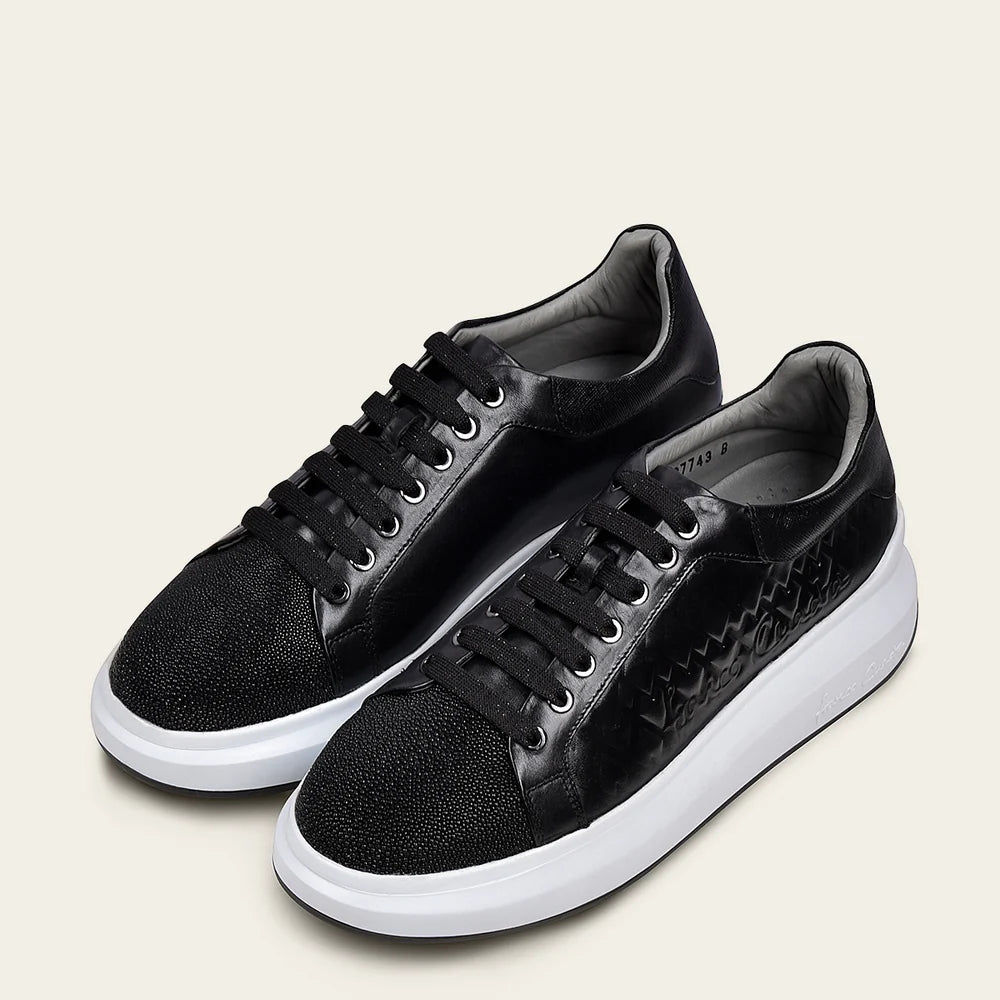 4P3MTTS - Franco Cuadra black stingray leather platform sneakers for women