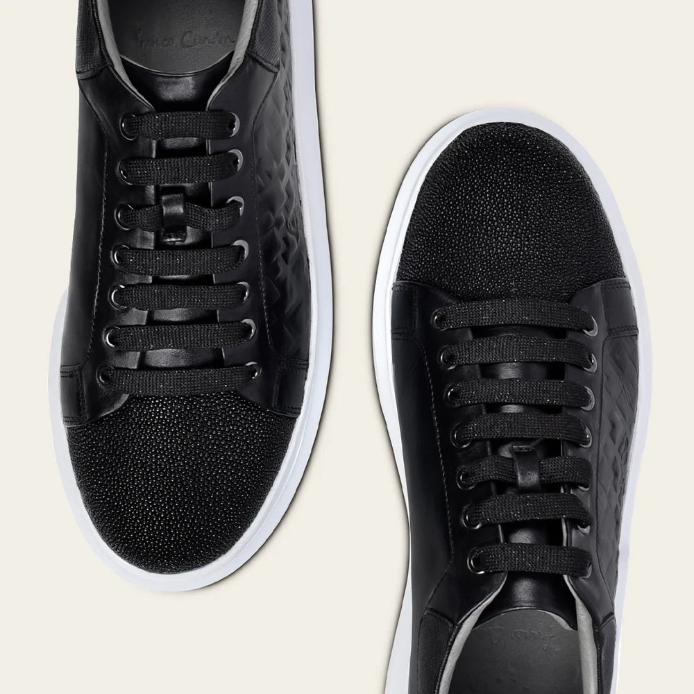 4P3MTTS - Franco Cuadra black stingray leather platform sneakers for women