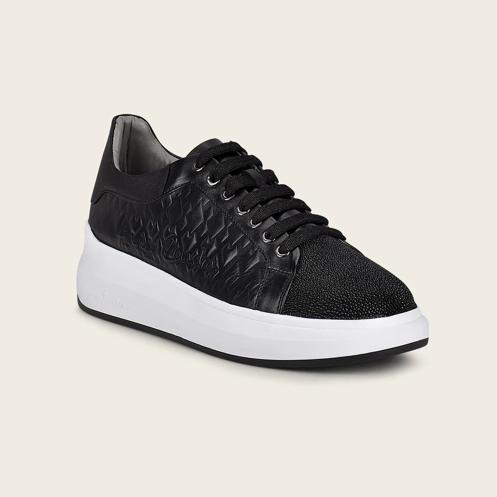 4P3MTTS - Franco Cuadra black stingray leather platform sneakers for women