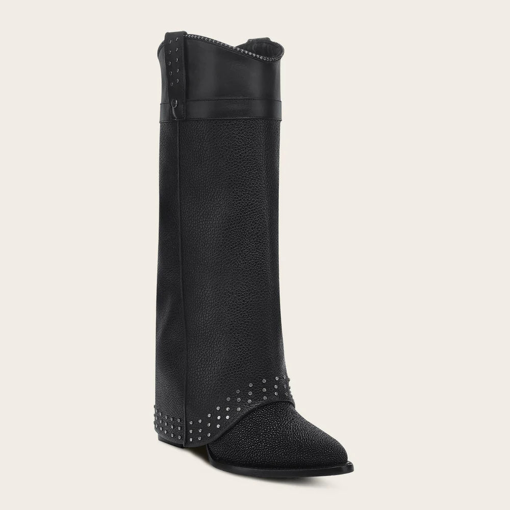 4Q15MA - Cuadra black fashion stingray skin ankle boots for women