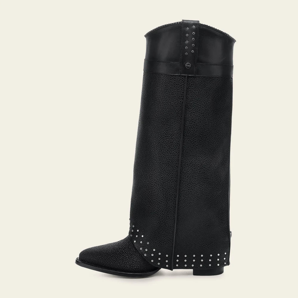 4Q15MA - Cuadra black fashion stingray skin ankle boots for women