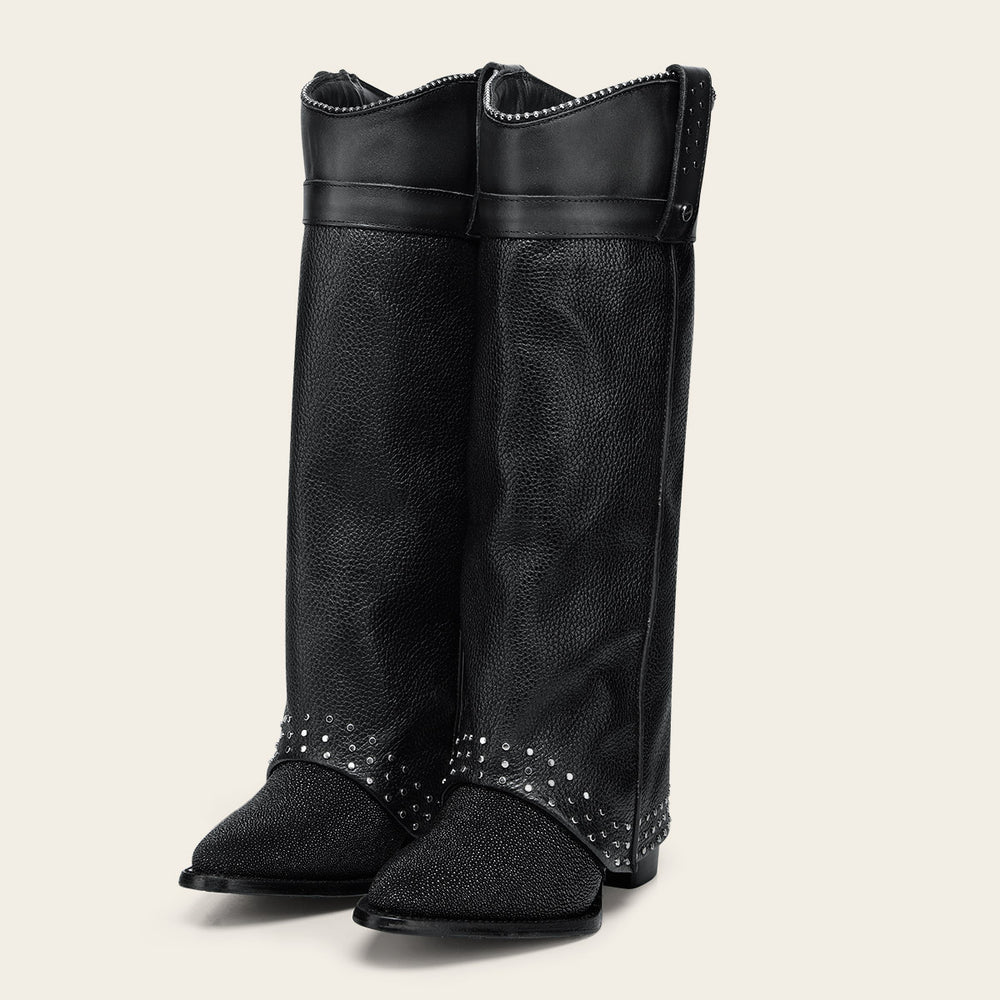 4Q15MA - Cuadra black fashion stingray skin ankle boots for women