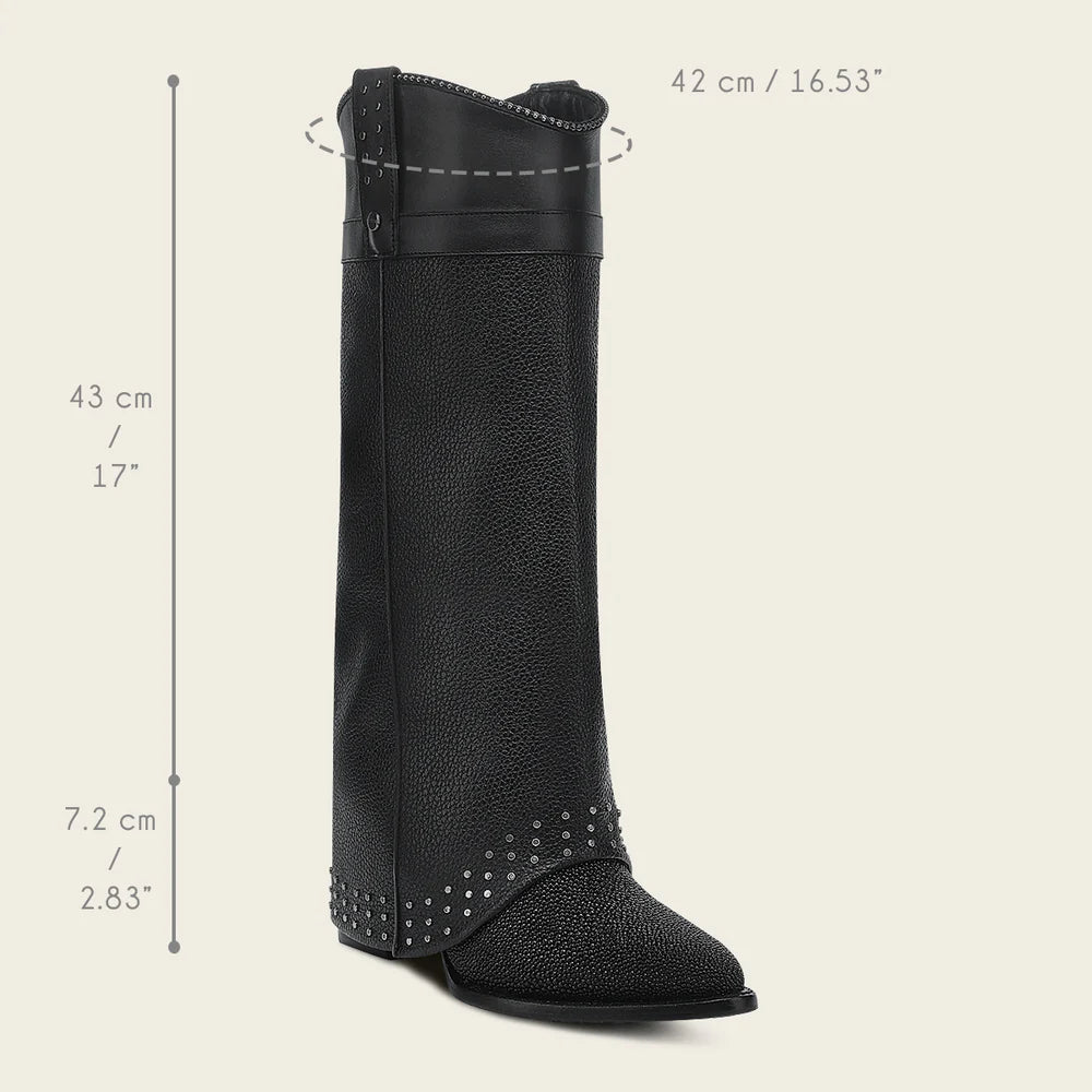 4Q15MA - Cuadra black fashion stingray skin ankle boots for women