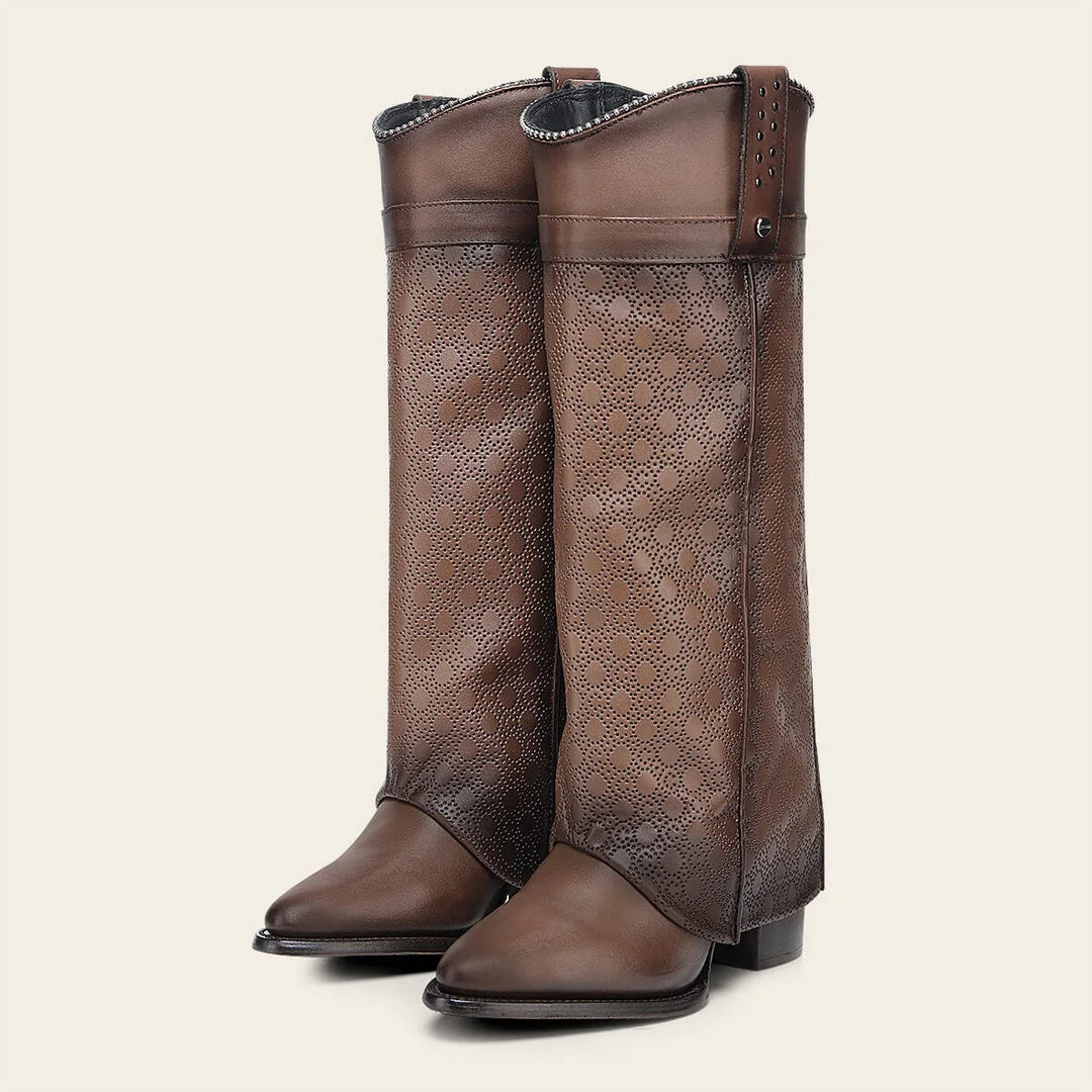 4Q16RS - Cuadra brown western cowgirl cowhide leather ankle boots for women