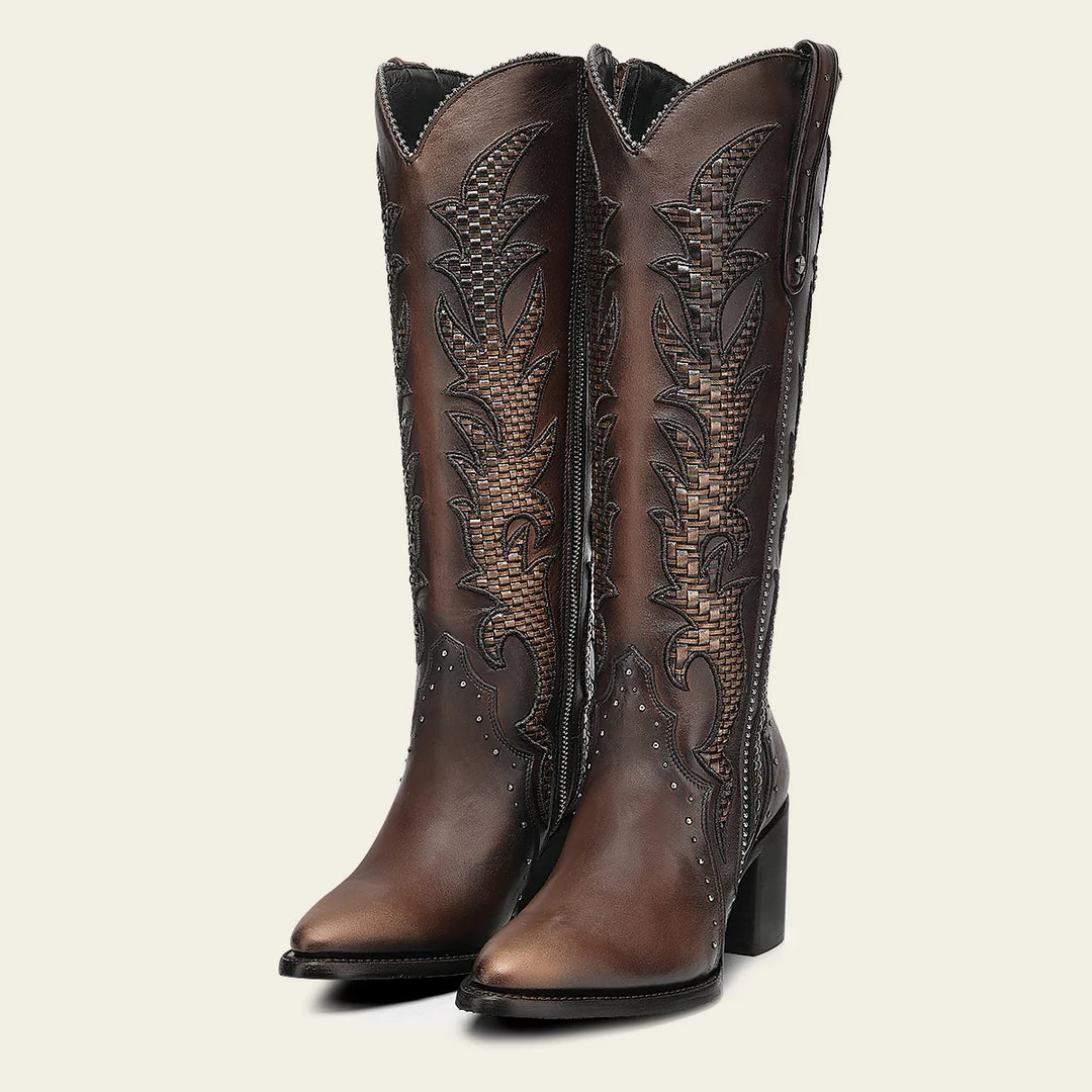 4Q22RS - Cuadra brown western cowgirl cowhide leather boots for women