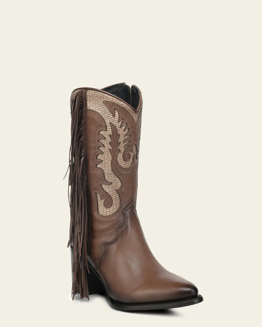 4Q23RS - Cuadra brown western cowgirl cowhide leather boots for women