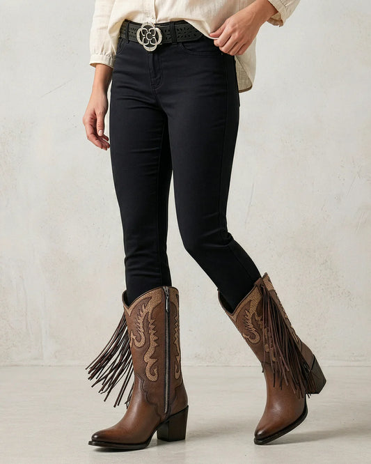 4Q23RS - Cuadra brown western cowgirl cowhide leather boots for women
