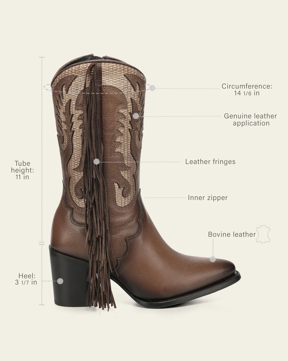 4Q23RS - Cuadra brown western cowgirl boots for women