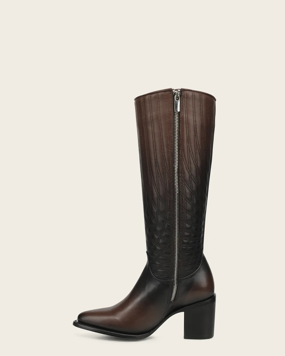 4Q28RS - Cuadra brown gradient quilted leather knee high boots for women
