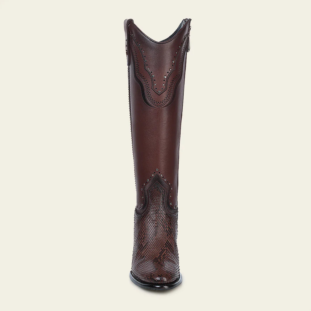 4V14PH - Cuadra chocolate western cowgirl python leather boots for women