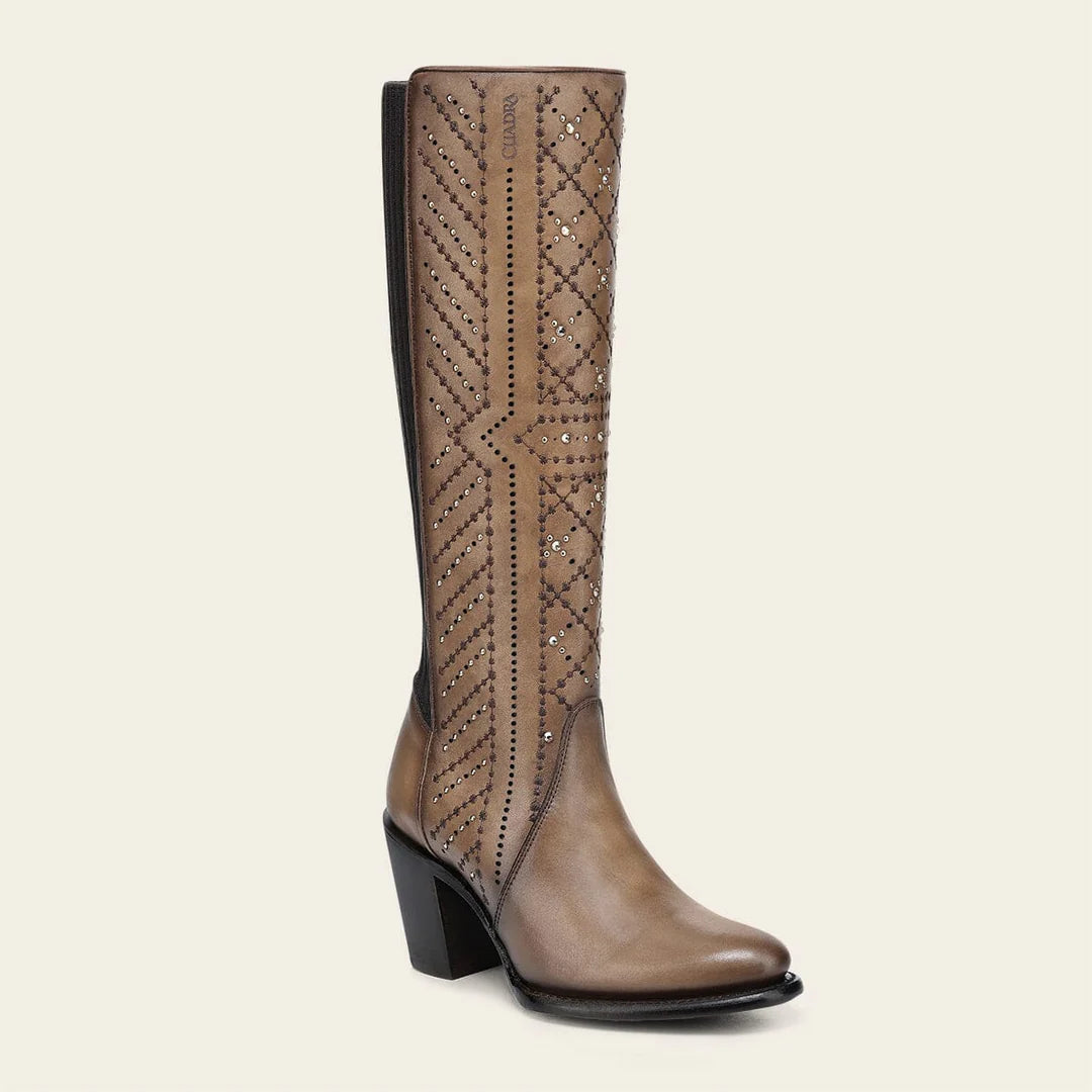 4V24RS - Cuadra almond western cowgirl leather boots for women