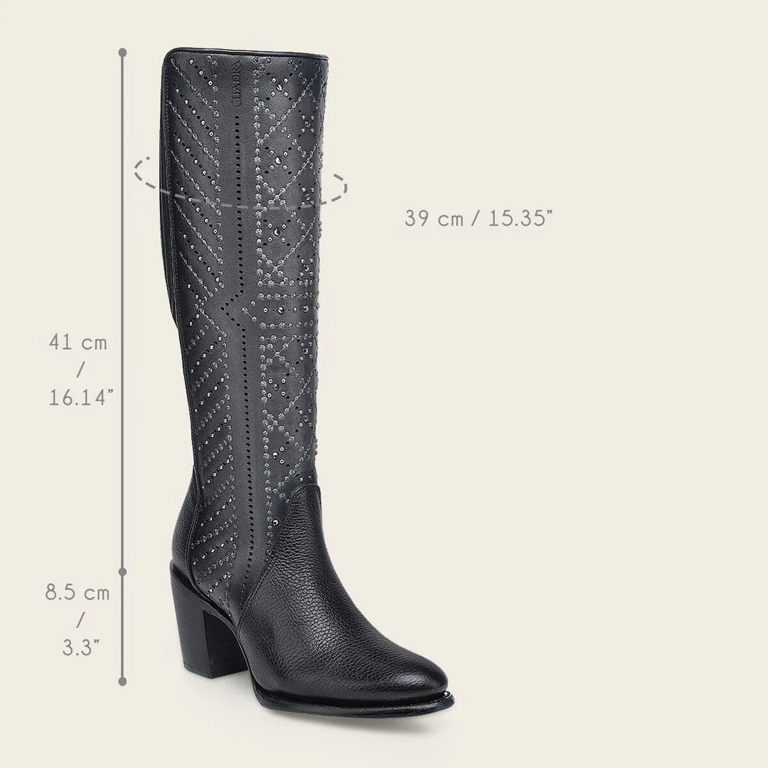 4V24RS - Cuadra black western cowgirl leather boots for women