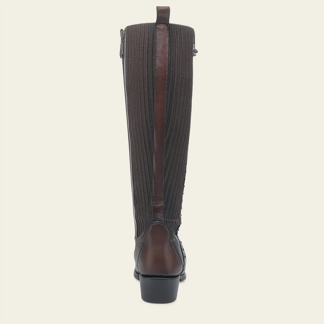 4X01RS - Cuadra chocolate casual fashion leather strapped tall boots for women