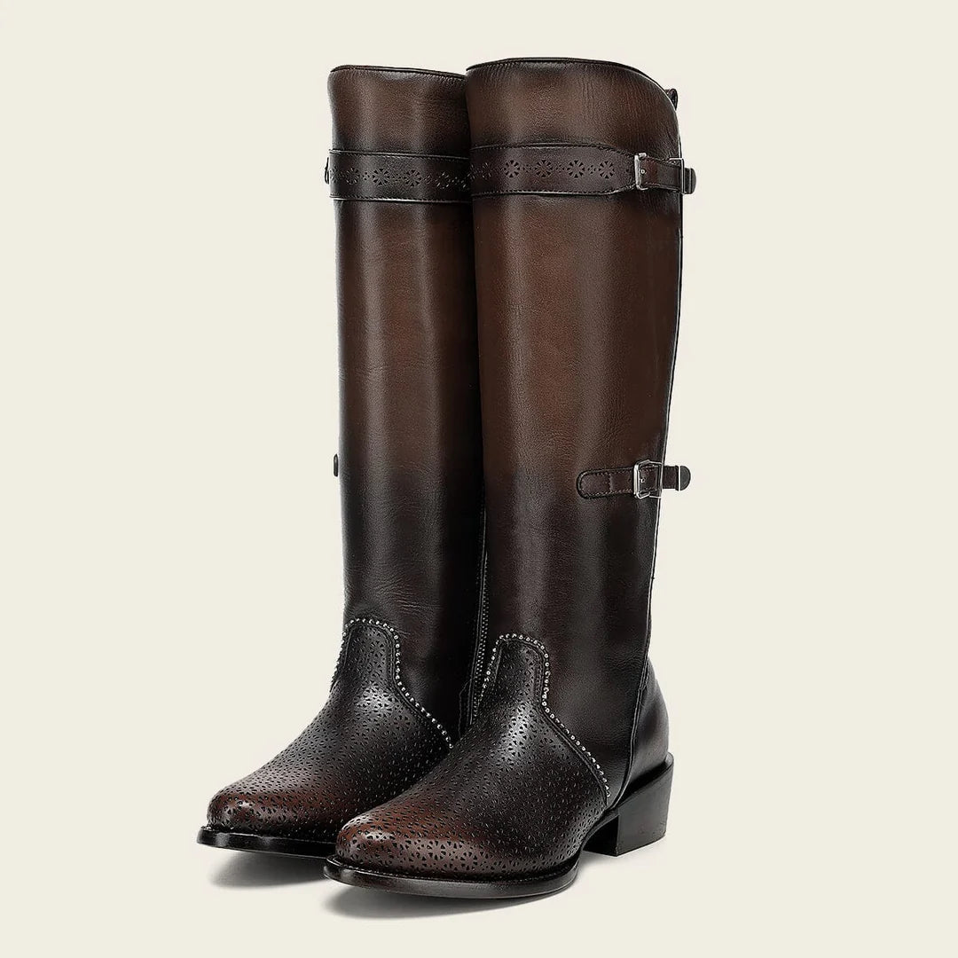 4X04RS - Cuadra brown casual fashion leather strapped tall boots for women