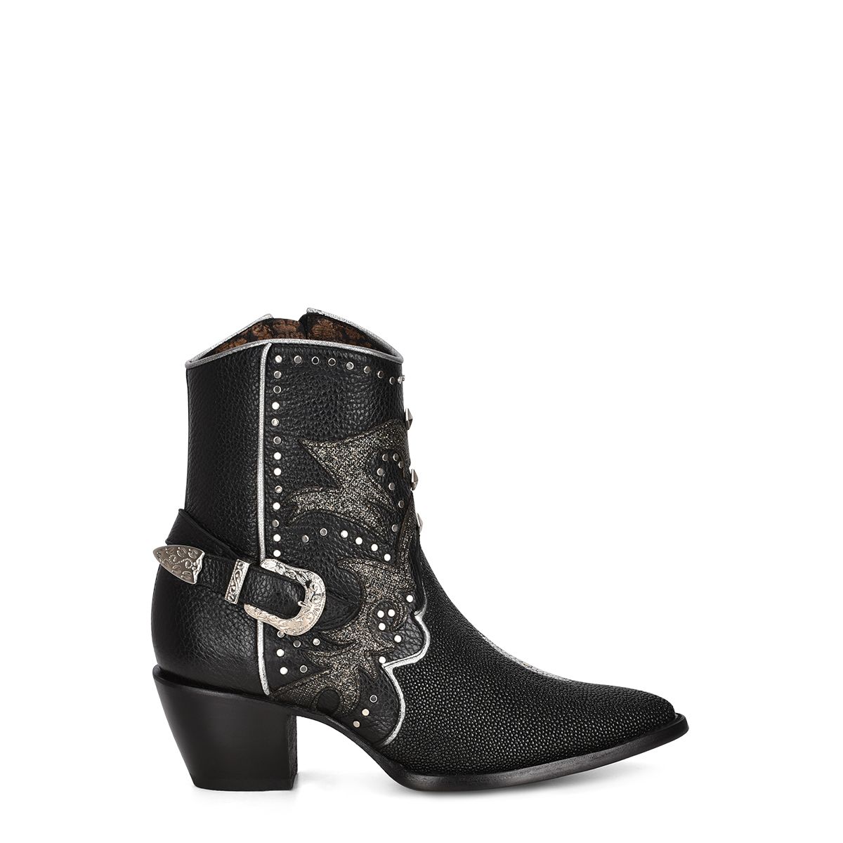 4A22MA - Cuadra black cowboy western stingray ankle boots for women-Kuet.us