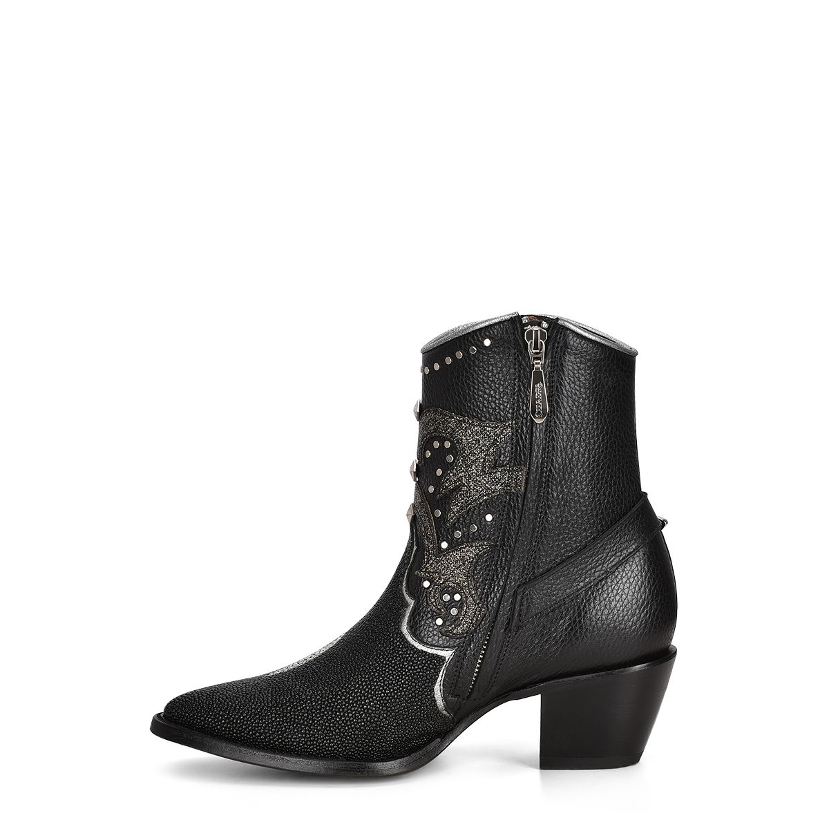 4A22MA - Cuadra black cowboy western stingray ankle boots for women-Kuet.us