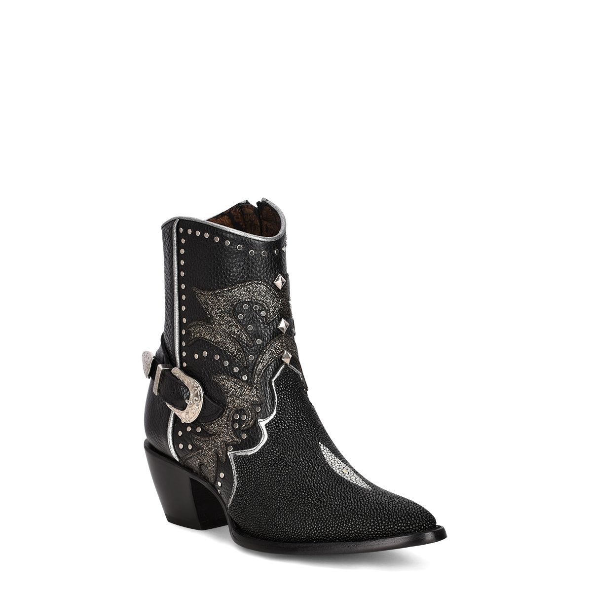 4A22MA - Cuadra black cowboy western stingray ankle boots for women-Kuet.us