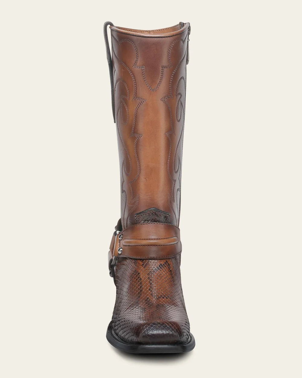 5D05PM - Cuadra Honey Western Cowgirl Python Leather Harness Boots for Women