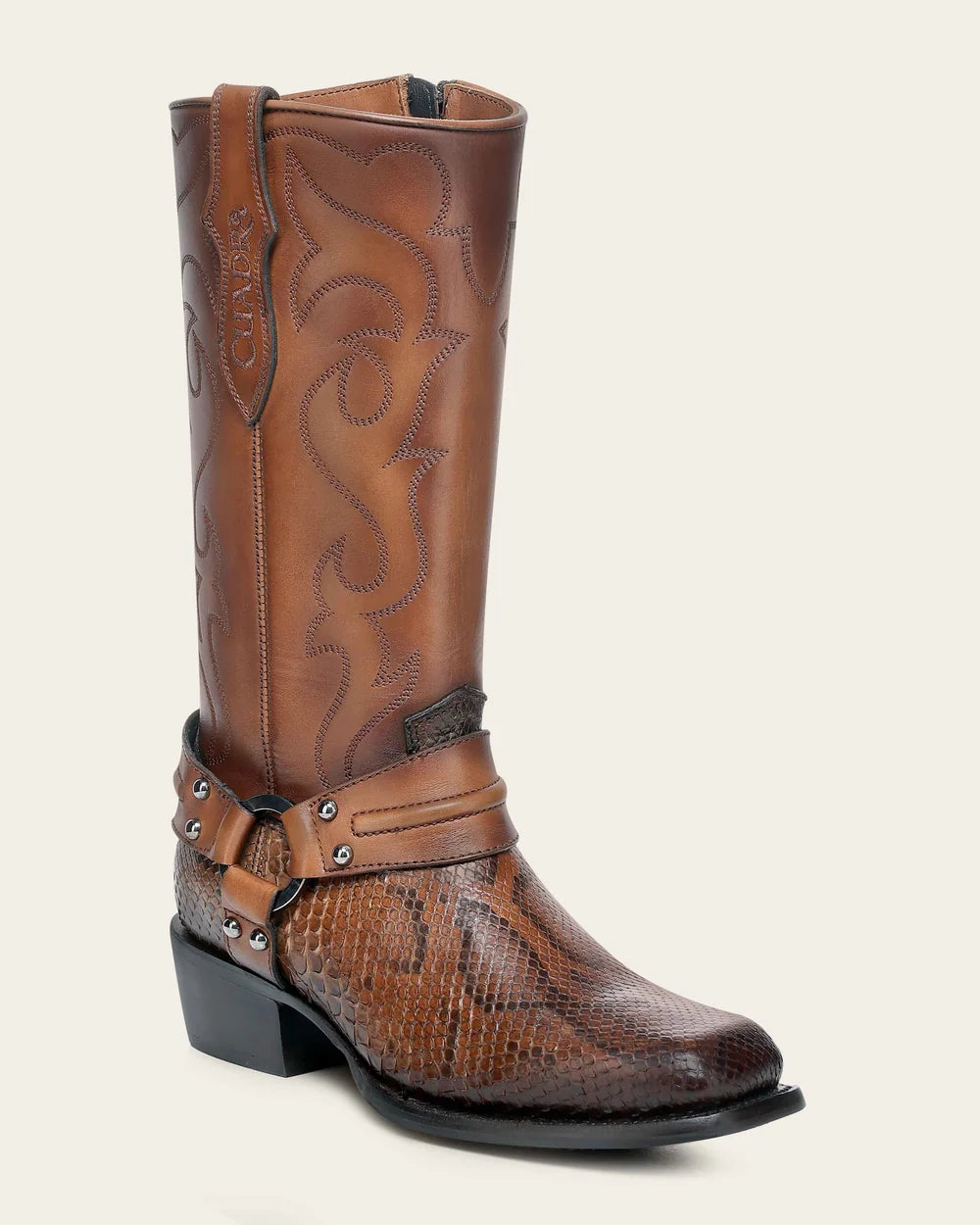 5D05PM - Cuadra Honey Western Cowgirl Python Leather Harness Boots for Women