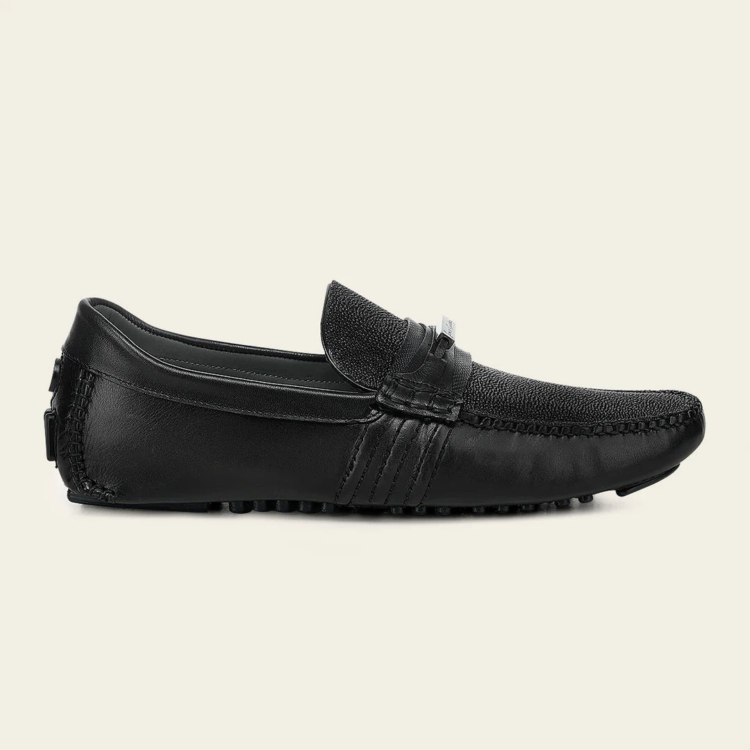 61VMTBA - Cuadra black stingray leather moccasins for men