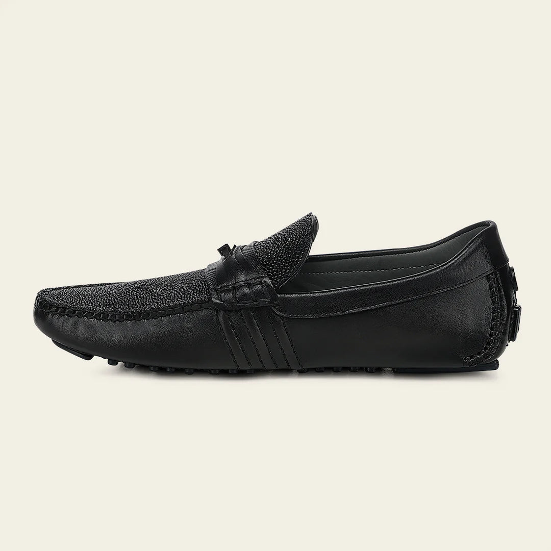 61VMTBA - Cuadra black stingray leather moccasins for men