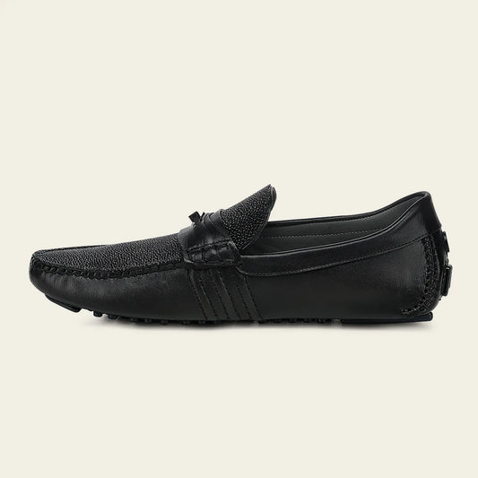 61VMTBA - Cuadra black stingray leather moccasins for men