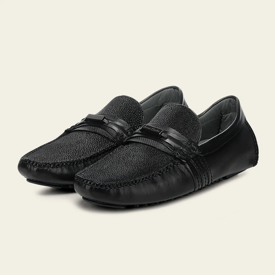 61VMTBA - Cuadra black stingray leather moccasins for men