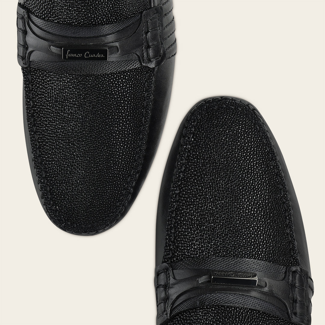 61VMTBA - Cuadra black stingray leather moccasins for men