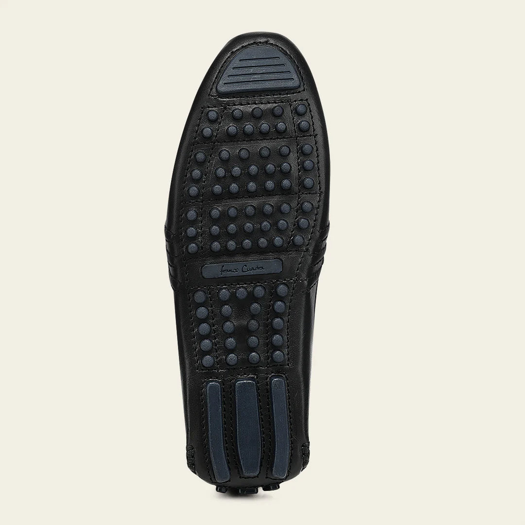 61VMTBA - Cuadra black casual fashion stingray leather bit driving moccasins for men