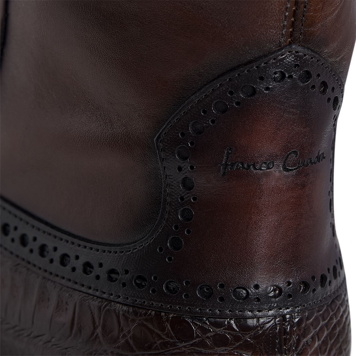 827FWTS - Franco Cuadra brown dress casual caiman leather ankle boots for men-Kuet.us
