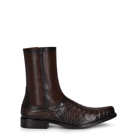 827FWTS - Franco Cuadra brown dress casual caiman leather ankle boots for men-Kuet.us