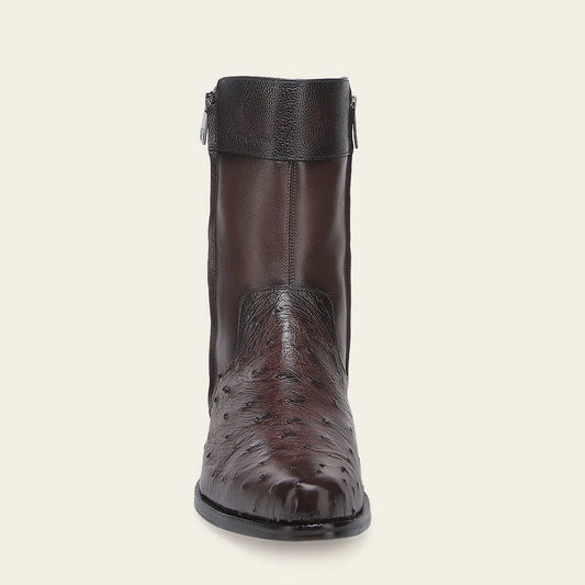 834AVTS - Franco Cuadra brown dress casual ostrich leather ankle boots for men
