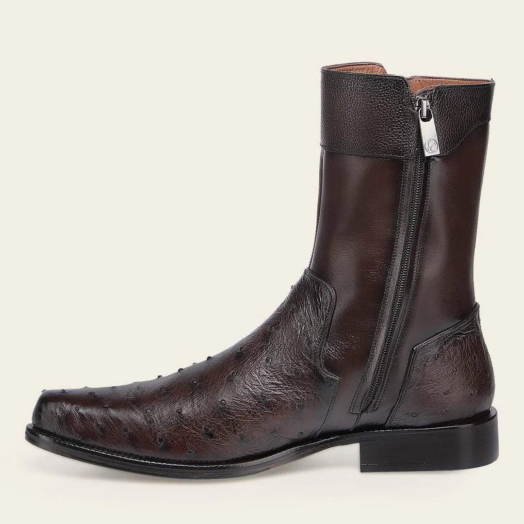 834AVTS - Franco Cuadra brown dress casual ostrich leather ankle boots for men