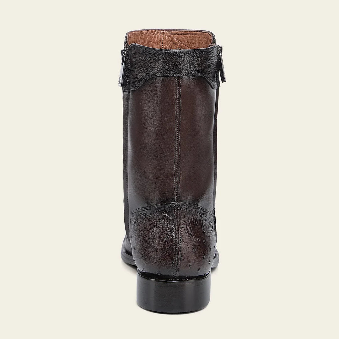 834AVTS - Franco Cuadra brown dress casual ostrich leather ankle boots for men