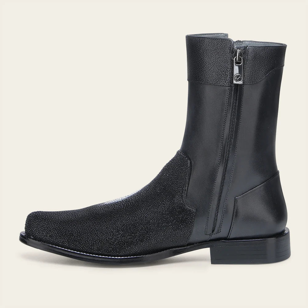 836MTTS - Franco Cuadra Black Dress Casual Stingray Leather Zip Boots for Men