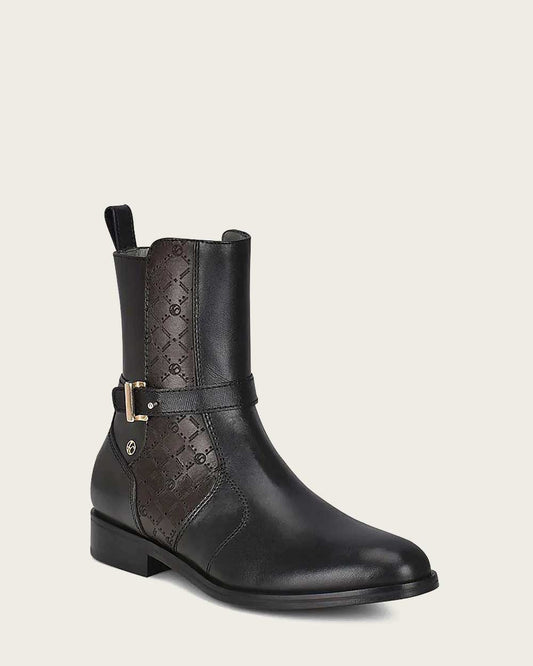 89TTSTS - Franco Cuadra Black Casual Fashion Calfskin Leather Boots