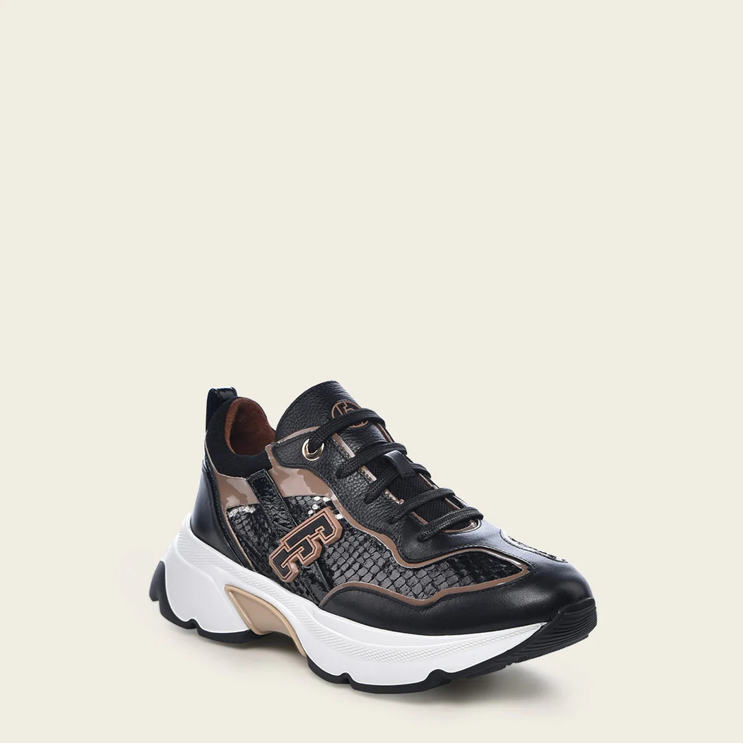 A02PBTS - Cuadra Black Python Sneakers for Women