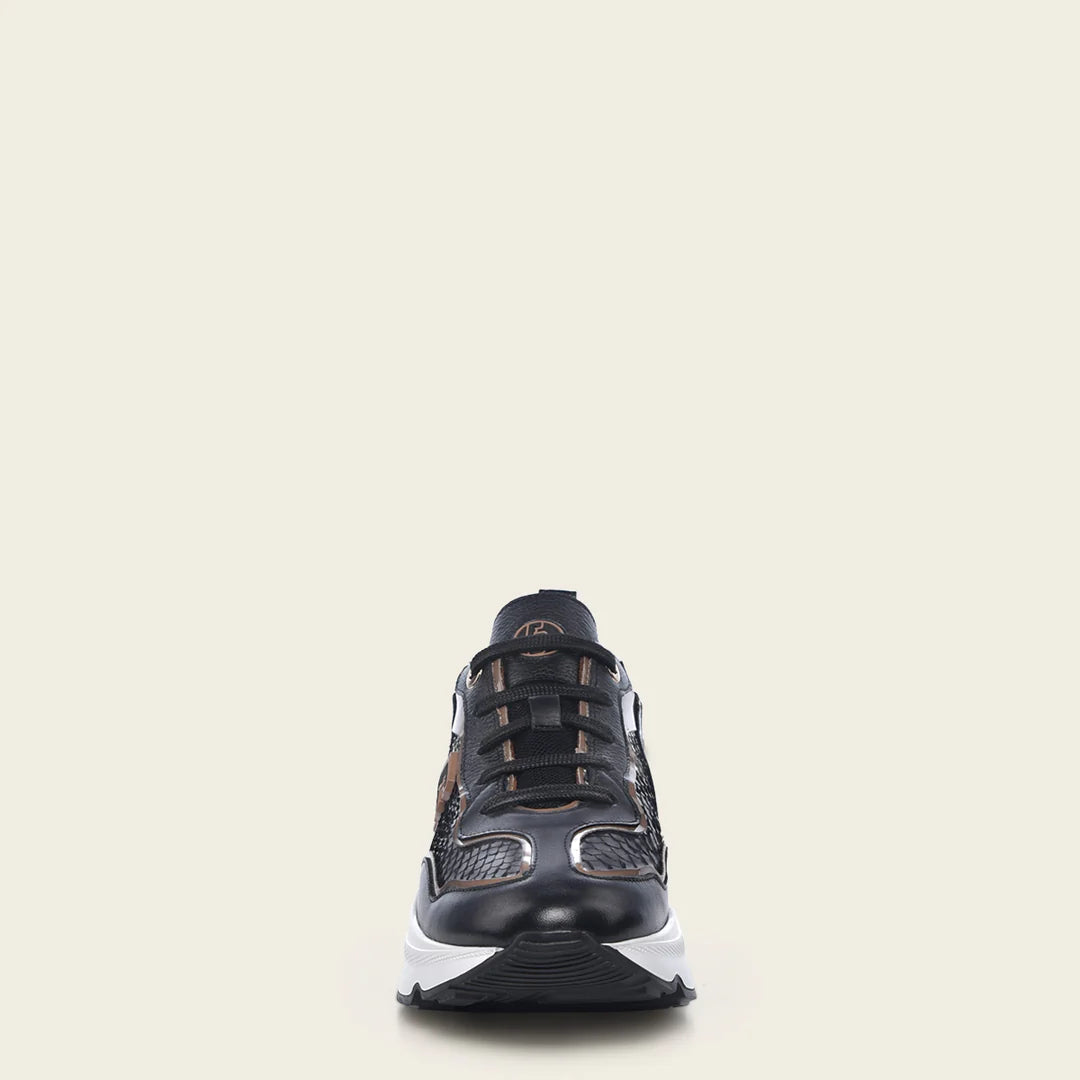 A02PBTS - Cuadra Black Python Sneakers for Women
