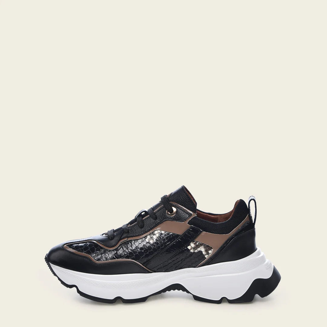 A02PBTS - Cuadra Black Python Sneakers for Women