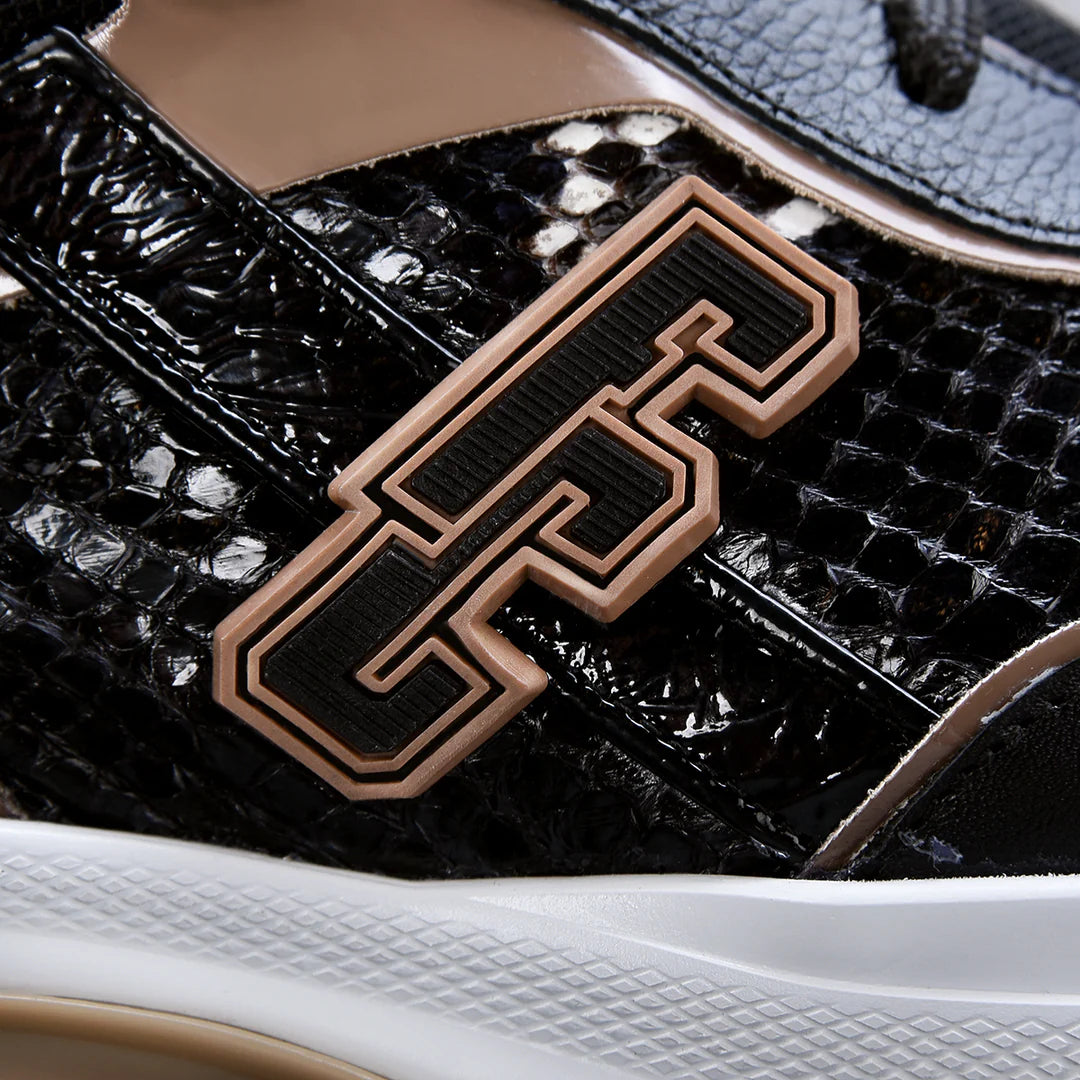 A02PBTS - Cuadra Black Python Sneakers for Women