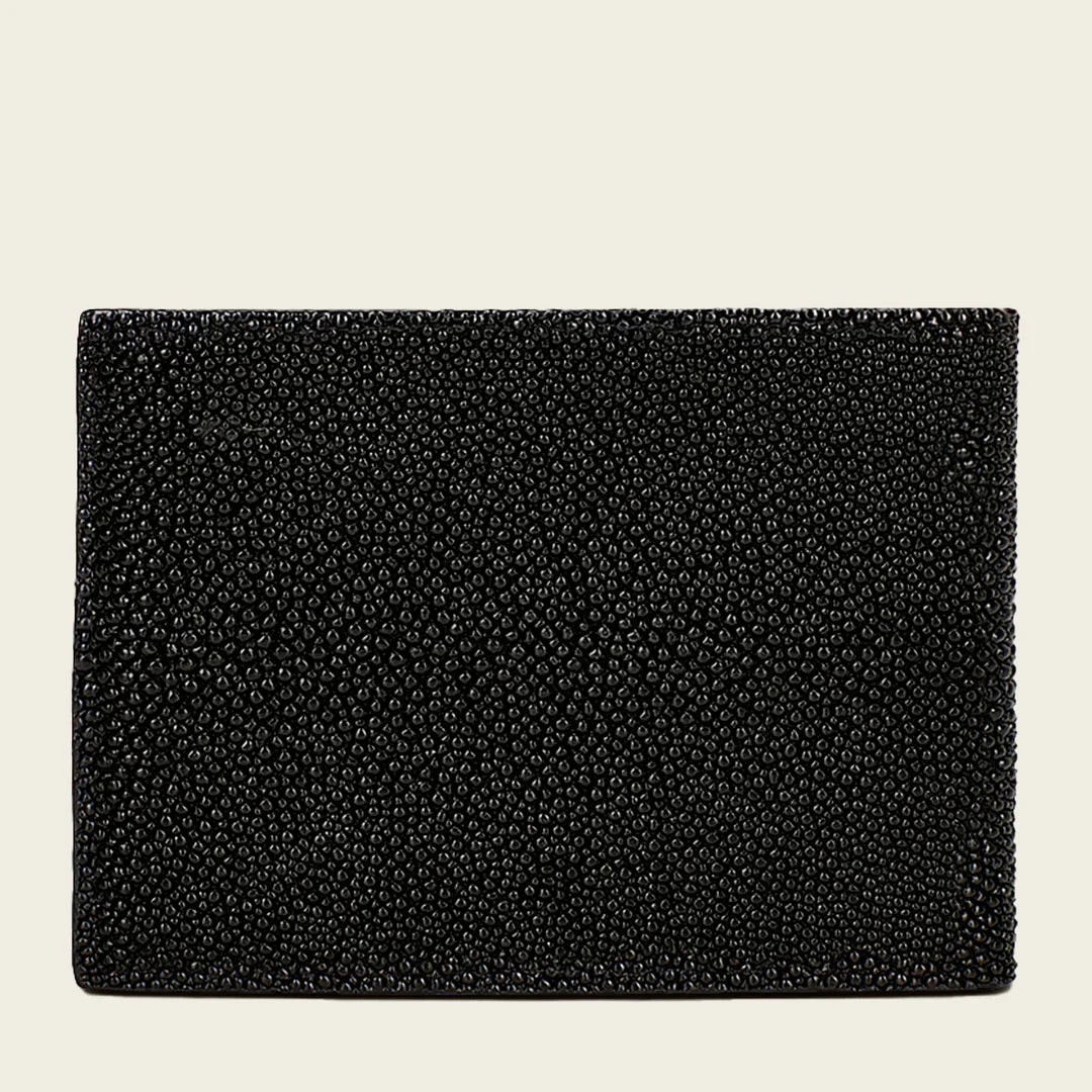 BC007MA - Cuadra Black Classic Stingray Exotic Bifold Wallet for Men