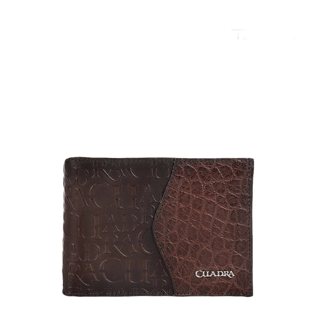 BC027AL - Cuadra chocolate casual fashion alligator bi fold wallet for men