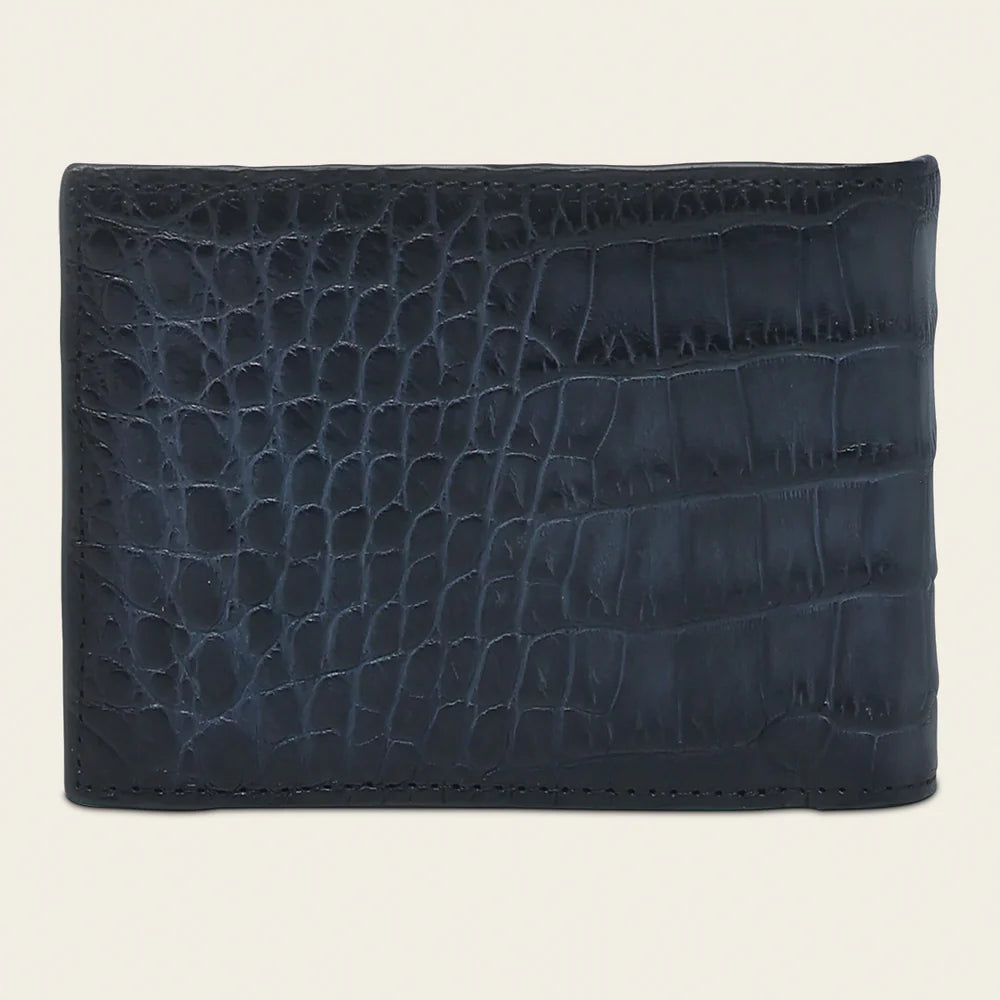 BC030AL - Cuadra blue alligator leather bi fold wallet for men
