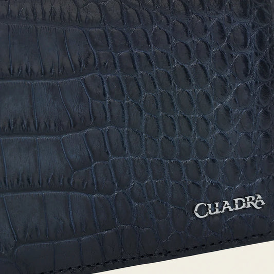 BC030AL - Cuadra blue alligator leather bi fold wallet for men